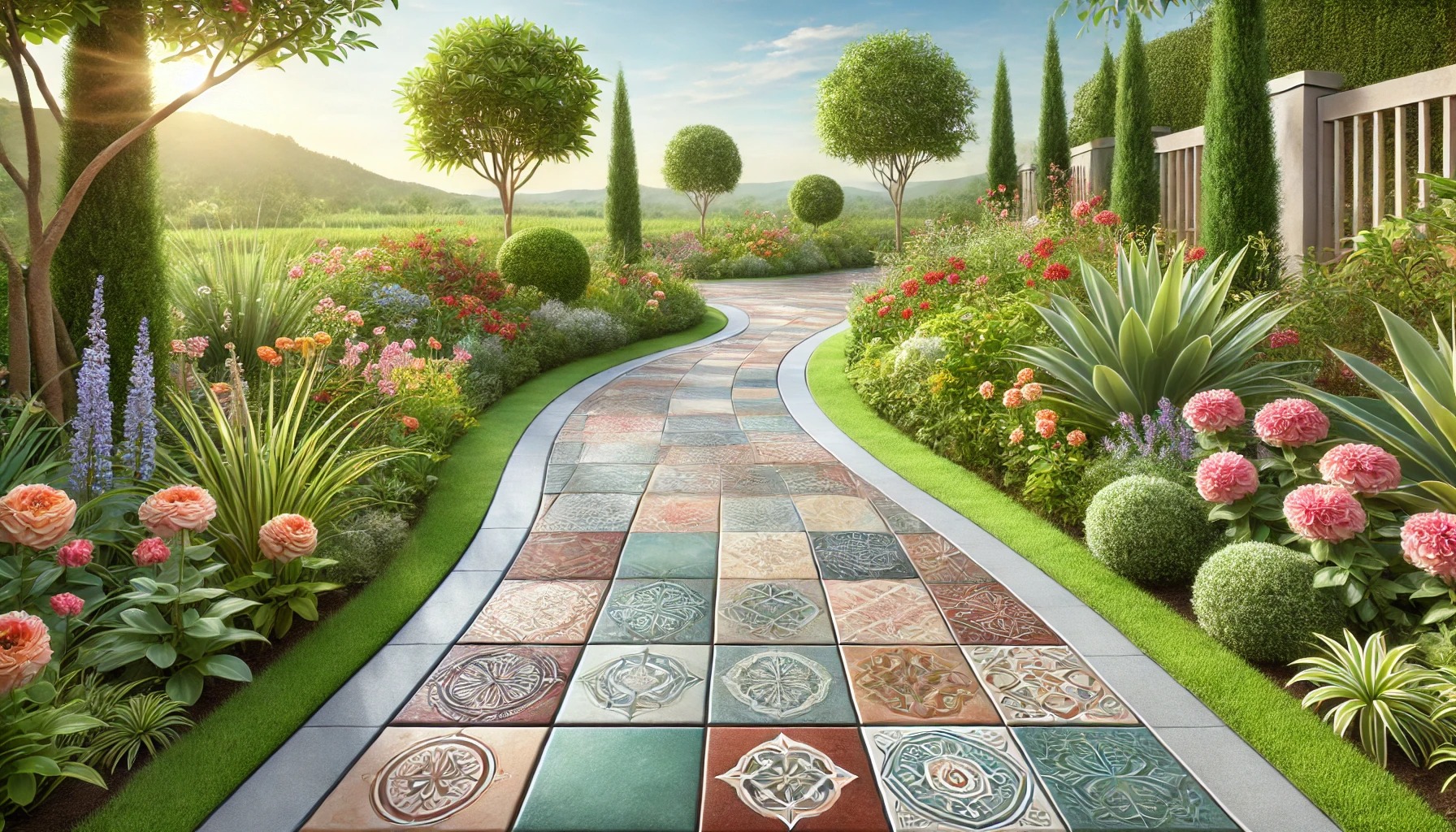 タイルを使った小道の演出法